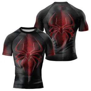 Dark Red Spider Men's Short Sleeve Rash Guard