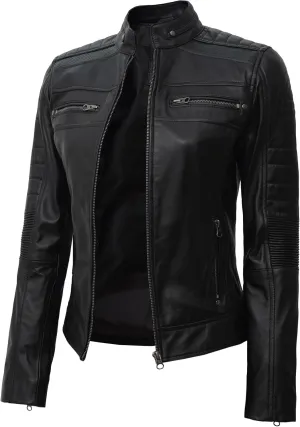 Decrum Leather Jacket Women - Stylish Casual Real Lambskin Leather Jackets for Women