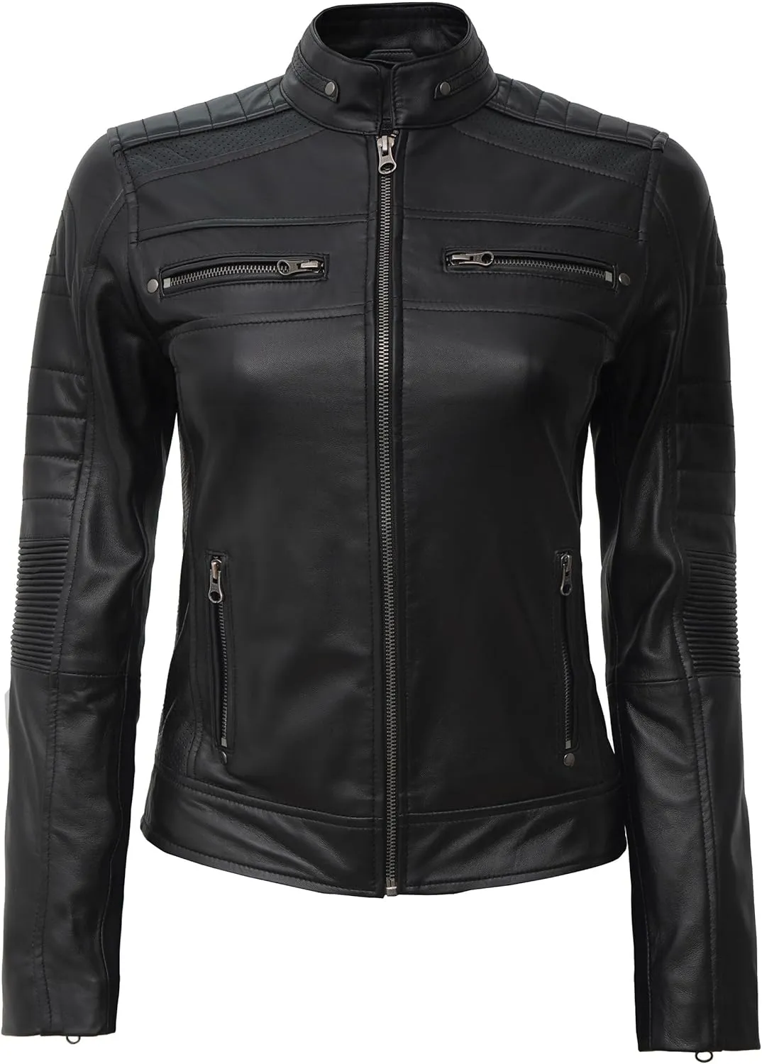Decrum Leather Jacket Women - Stylish Casual Real Lambskin Leather Jackets for Women