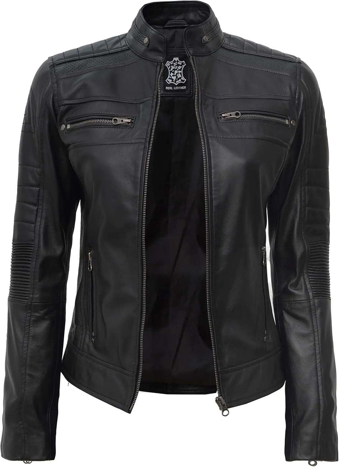Decrum Leather Jacket Women - Stylish Casual Real Lambskin Leather Jackets for Women