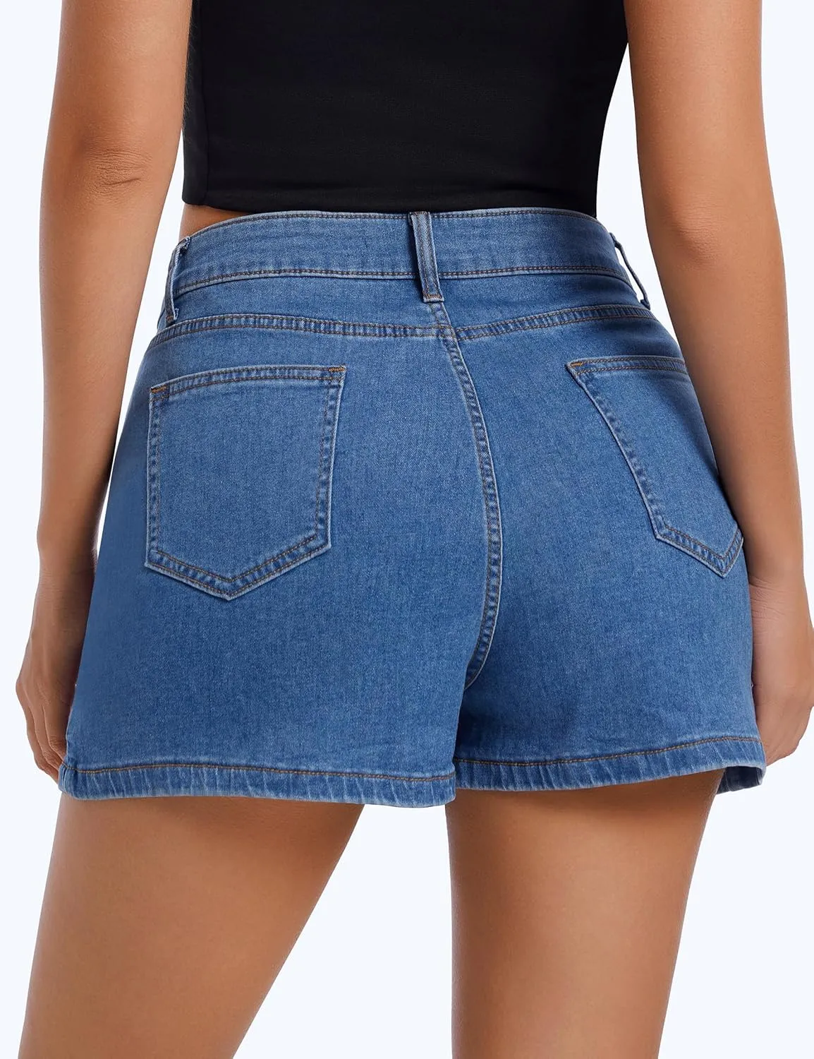 Denim Skort for Women High Waisted Denim Skirt Stretch Mini Jean Skort Casual Jean Skirts with Pockets