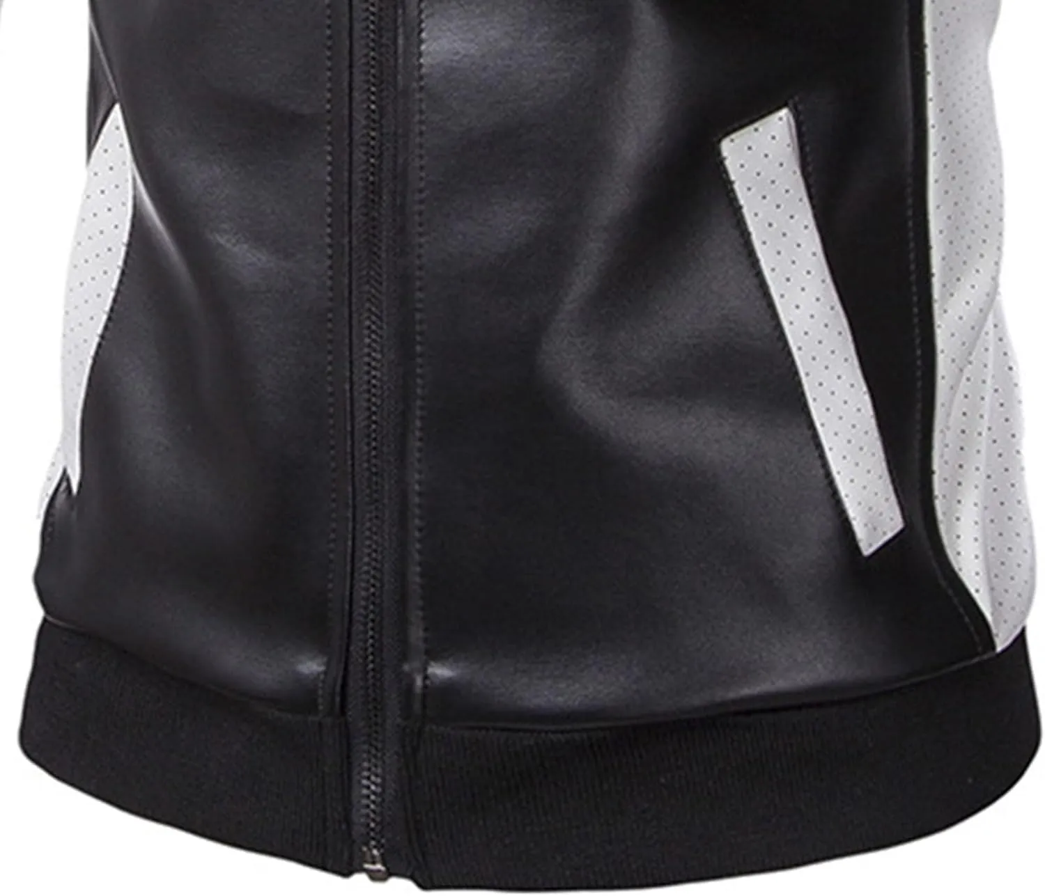 DGHM-JLMY Mens Classic Faux Leather Jacket White Black Moto Bomber Fashion Slim Fit Coat Motorcycle Bomber Jackets
