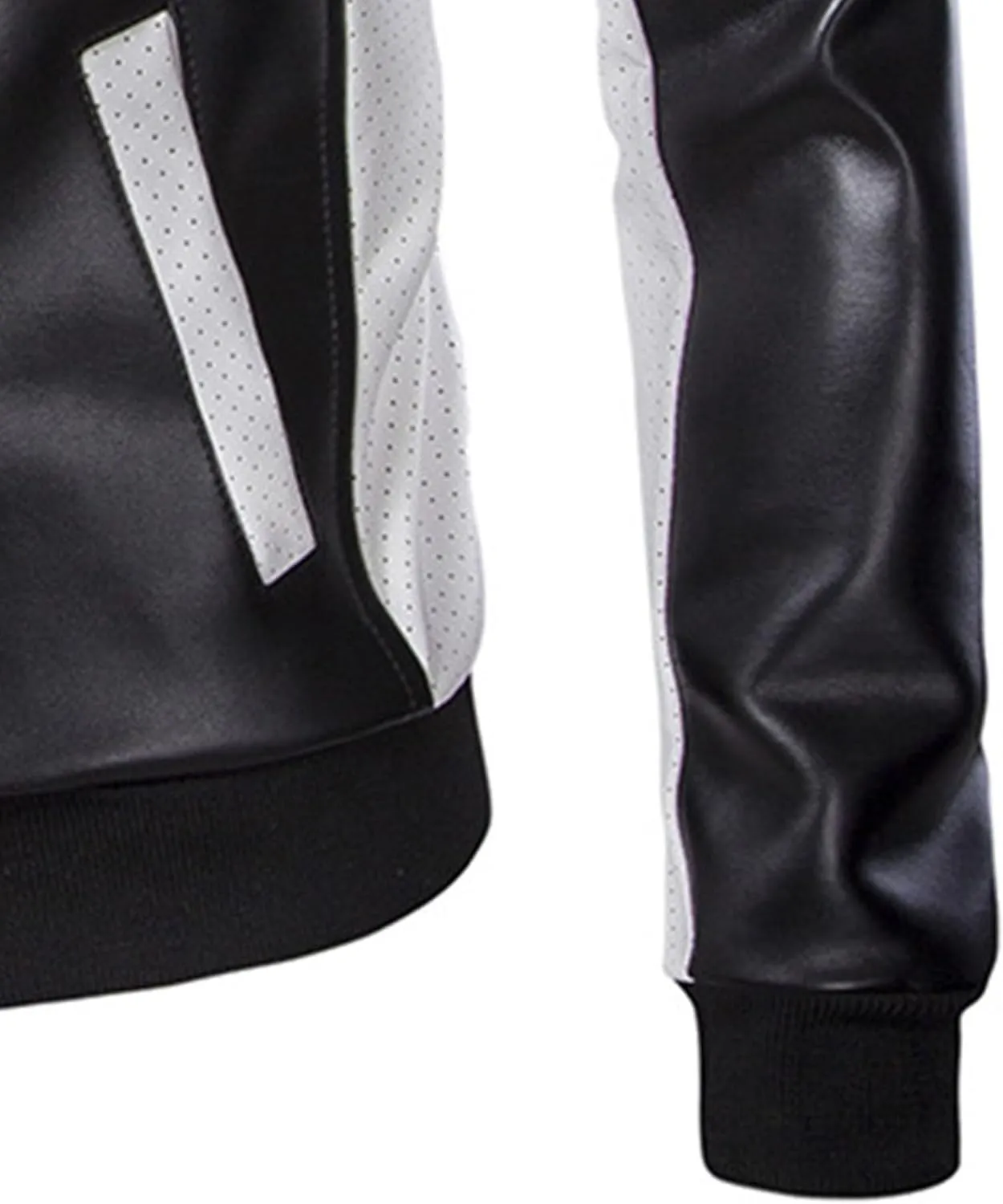 DGHM-JLMY Mens Classic Faux Leather Jacket White Black Moto Bomber Fashion Slim Fit Coat Motorcycle Bomber Jackets