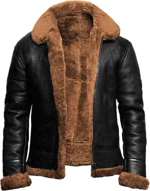 DGHM-JLMY Men's Faux Leather Jacket Warm Fleece Lined Thick Coat Heavyweight Zipper Up Fur Collar Motorbike Jacket