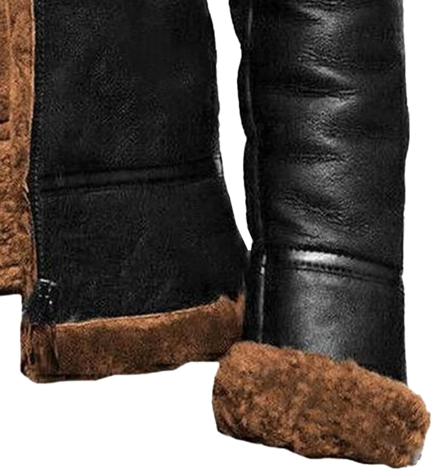 DGHM-JLMY Men's Faux Leather Jacket Warm Fleece Lined Thick Coat Heavyweight Zipper Up Fur Collar Motorbike Jacket