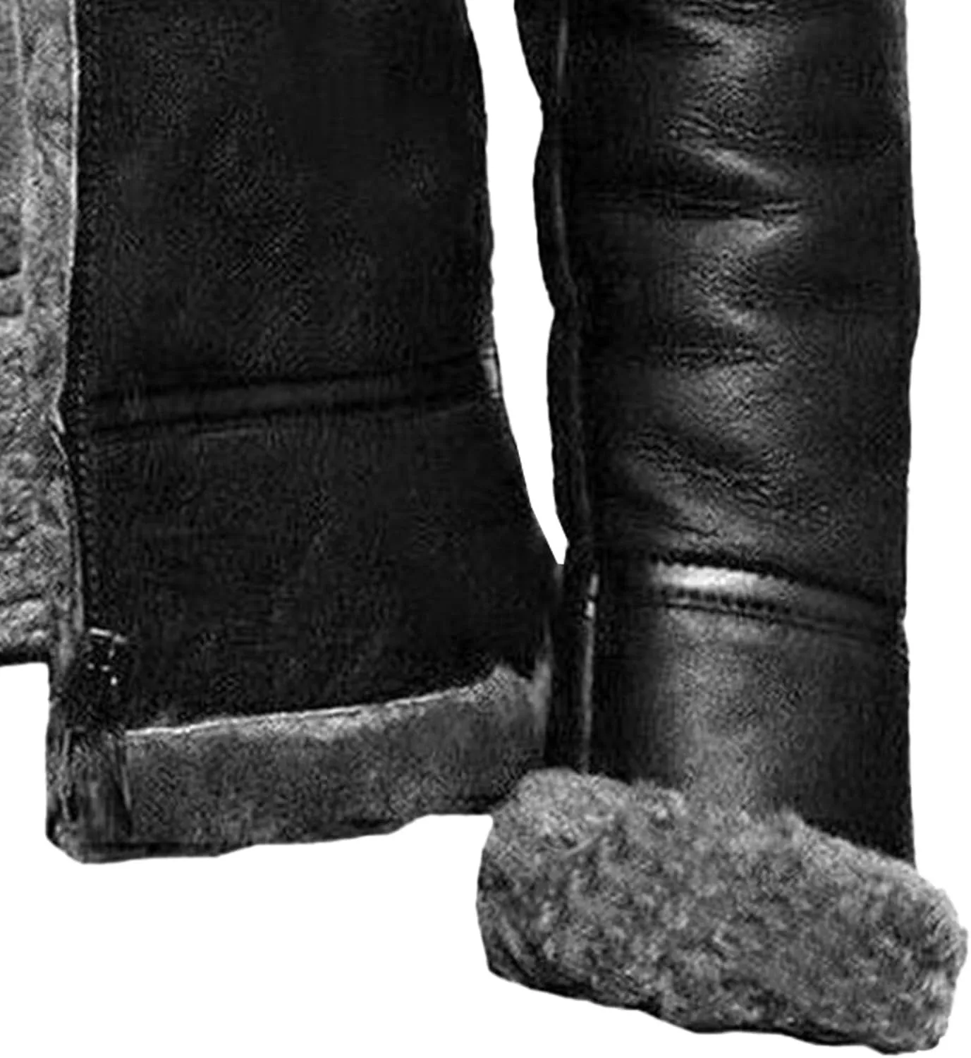 DGHM-JLMY Men's Faux Leather Jacket Warm Fleece Lined Thick Coat Heavyweight Zipper Up Fur Collar Motorbike Jacket