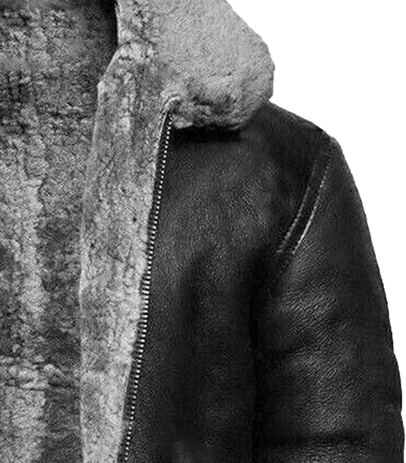 DGHM-JLMY Men's Faux Leather Jacket Warm Fleece Lined Thick Coat Heavyweight Zipper Up Fur Collar Motorbike Jacket