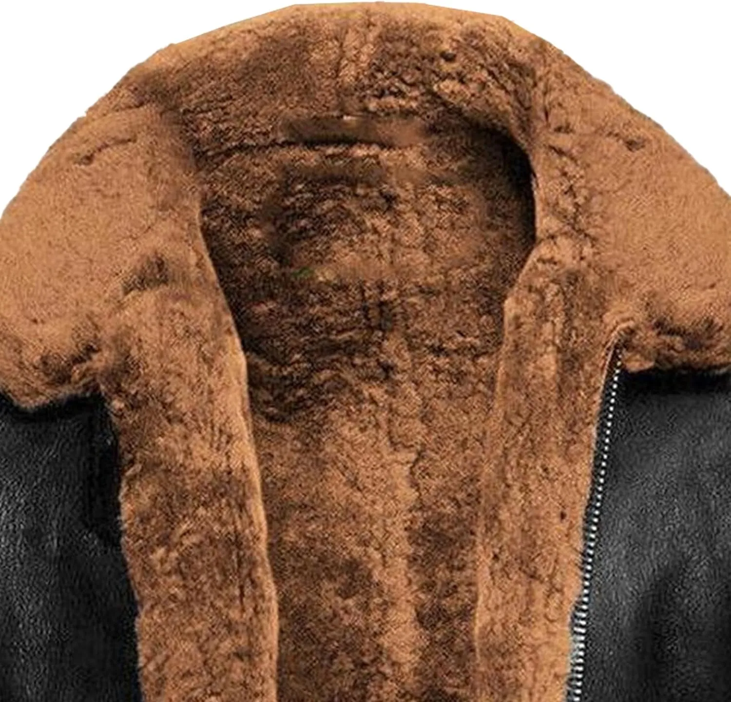 DGHM-JLMY Men's Faux Leather Jacket Warm Fleece Lined Thick Coat Heavyweight Zipper Up Fur Collar Motorbike Jacket