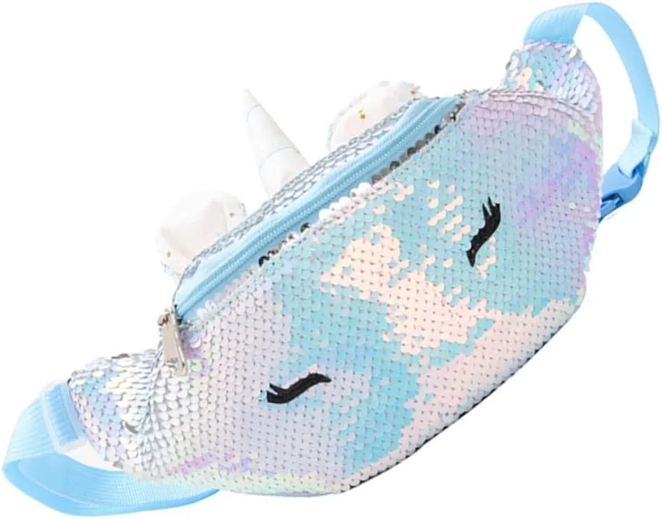 Didiseaon Unicorn Shaped Sequins Waist Bag Fashion Stylish Casual Chest Bag for Hands- Travel Hiking and Shopping