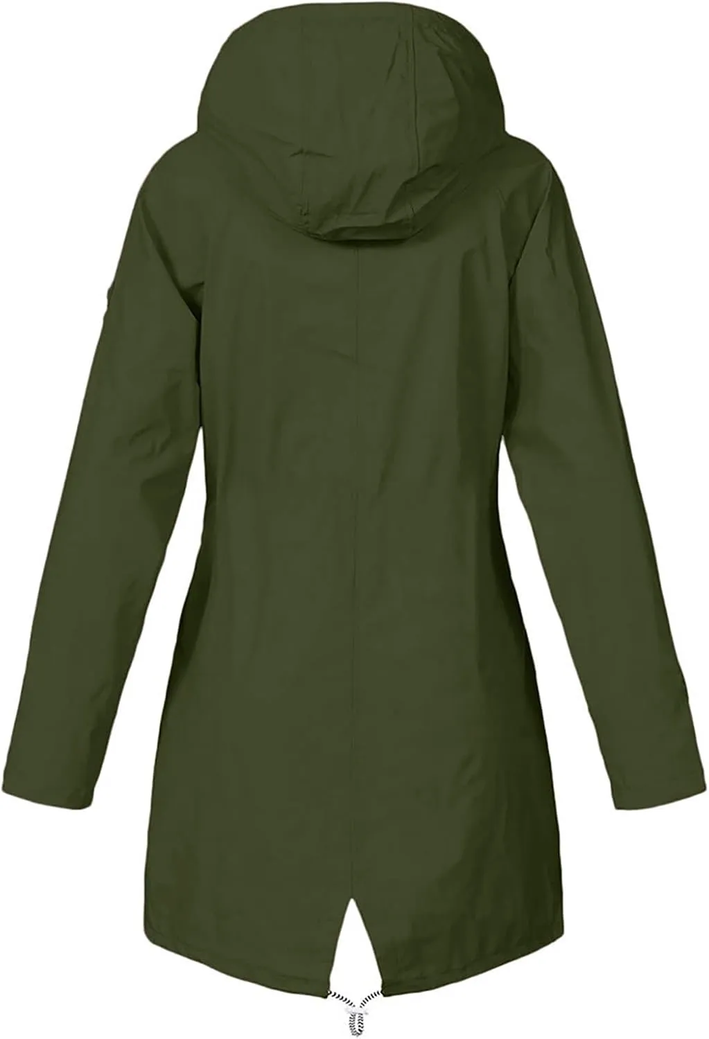 DOLKFU Women Zip Up Raincoats Windbreaker Outwear Long Sleeve Warm Winter Trench Rain Jacket Hooded Outdoor Coat With Pocket