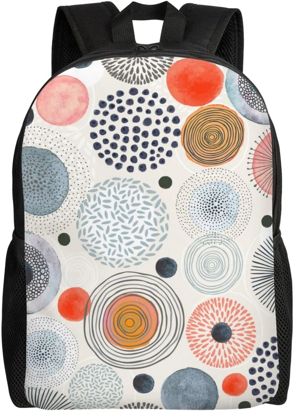 Doodle Circles Abstract Modern Pattern Stylish Casual Backpack For Women Personalized Laptop Backpacks With Pockets Computer Daypack For Work Business Travel