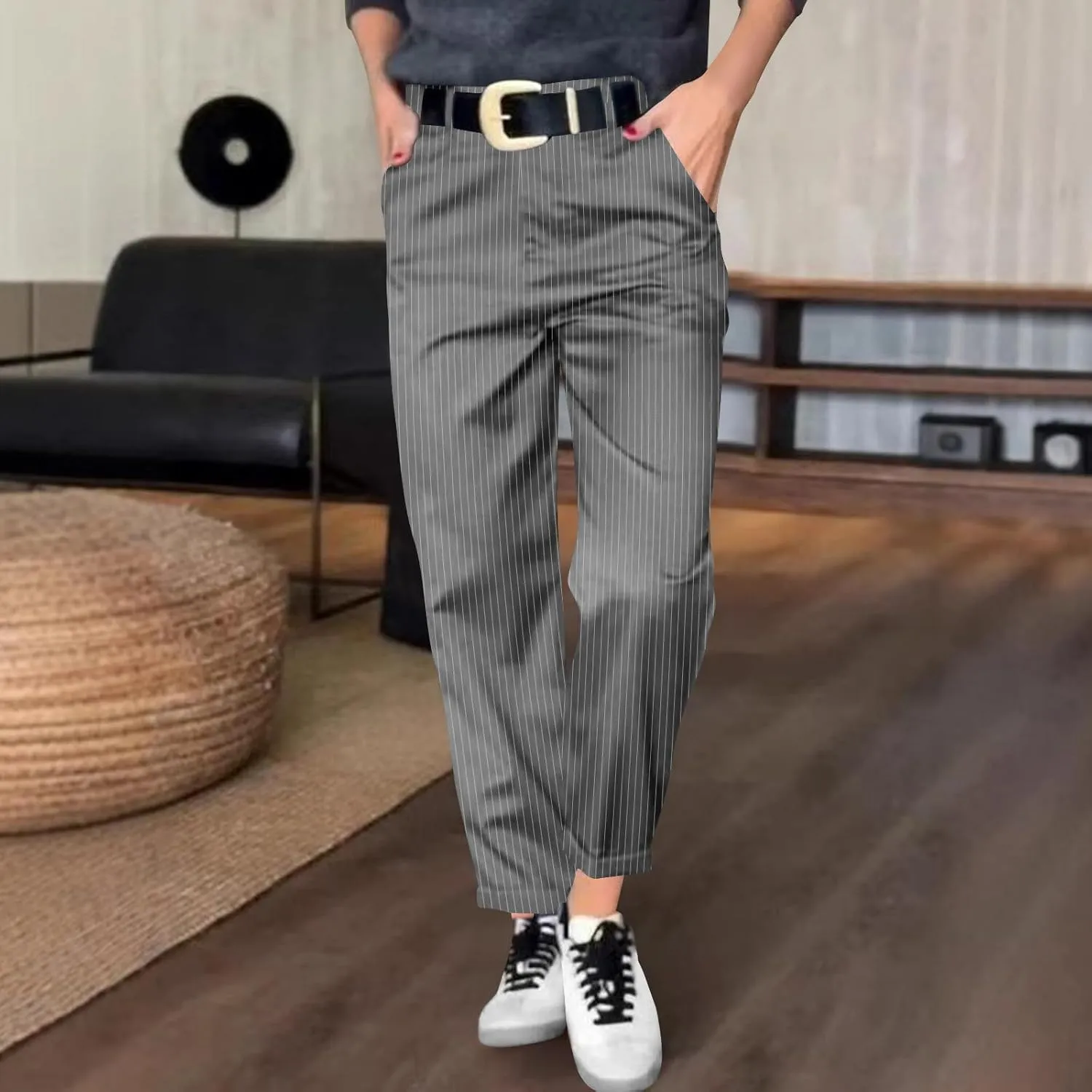Dress Pants for Women Wide Leg High Waist Casual Loose Fit Straight Leg Work Pants Business Trousers with Pockets