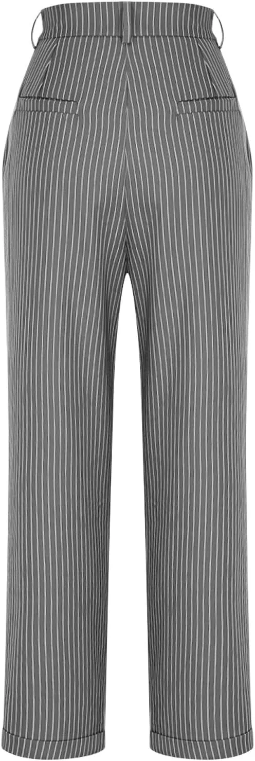 Dress Pants for Women Wide Leg High Waist Casual Loose Fit Straight Leg Work Pants Business Trousers with Pockets