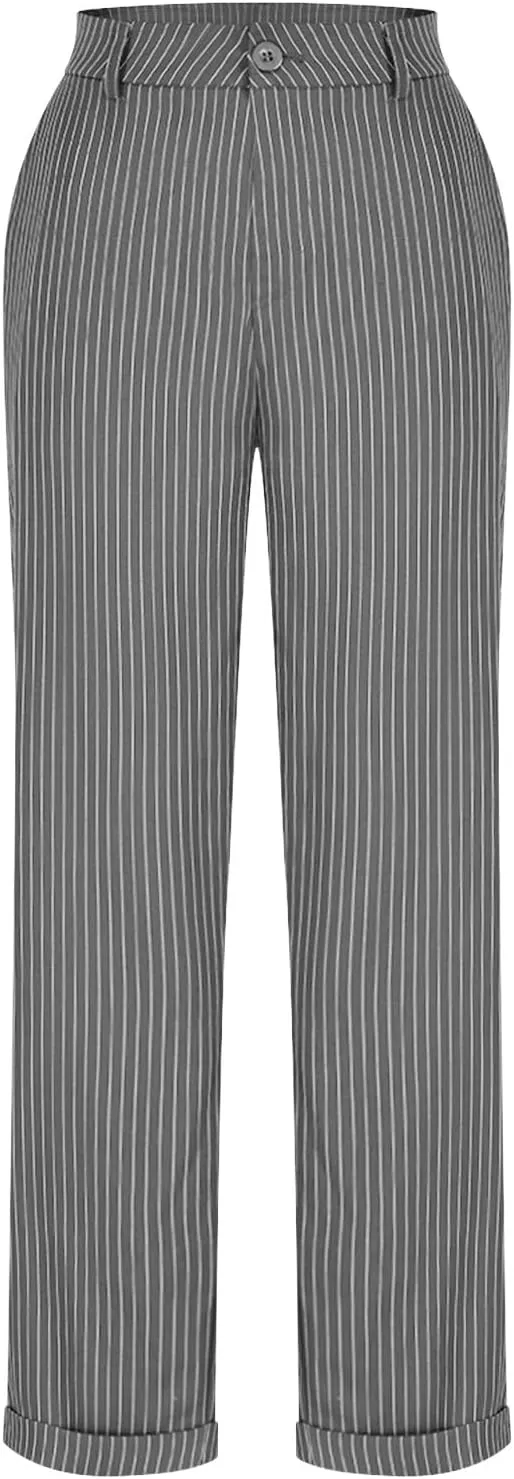 Dress Pants for Women Wide Leg High Waist Casual Loose Fit Straight Leg Work Pants Business Trousers with Pockets