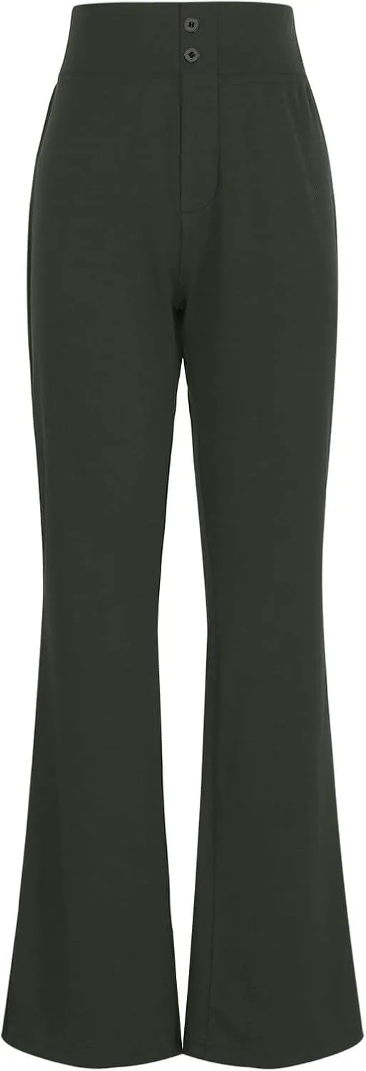 Dress Pants Women High Waist Stretchy Business Office Boho Pants Comfy Fashion Palazzo Wied Leg Work Casual Slacks