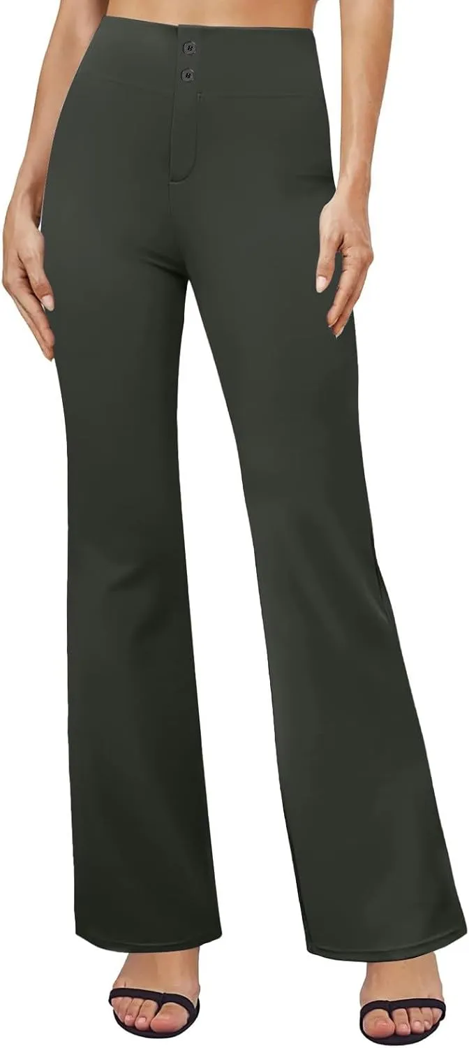 Dress Pants Women High Waist Stretchy Business Office Boho Pants Comfy Fashion Palazzo Wied Leg Work Casual Slacks