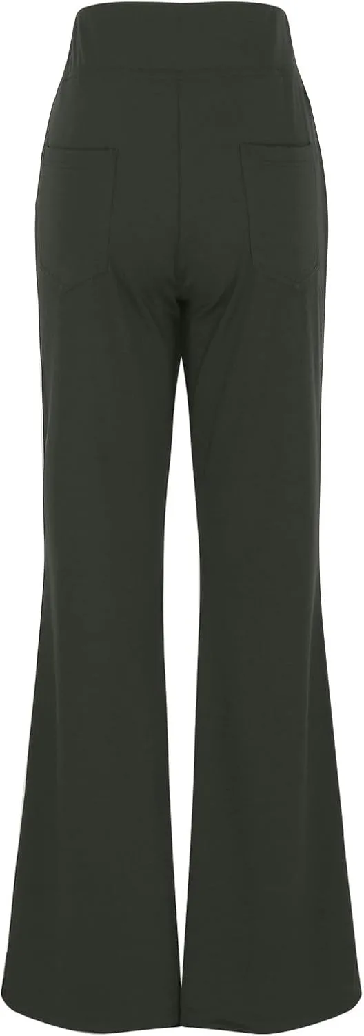 Dress Pants Women High Waist Stretchy Business Office Boho Pants Comfy Fashion Palazzo Wied Leg Work Casual Slacks