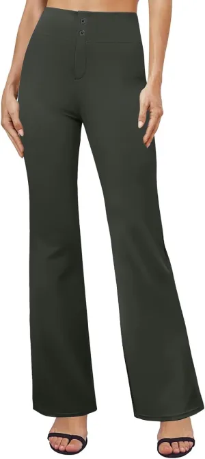 Dress Pants Women High Waist Stretchy Business Office Boho Pants Comfy Fashion Palazzo Wied Leg Work Casual Slacks