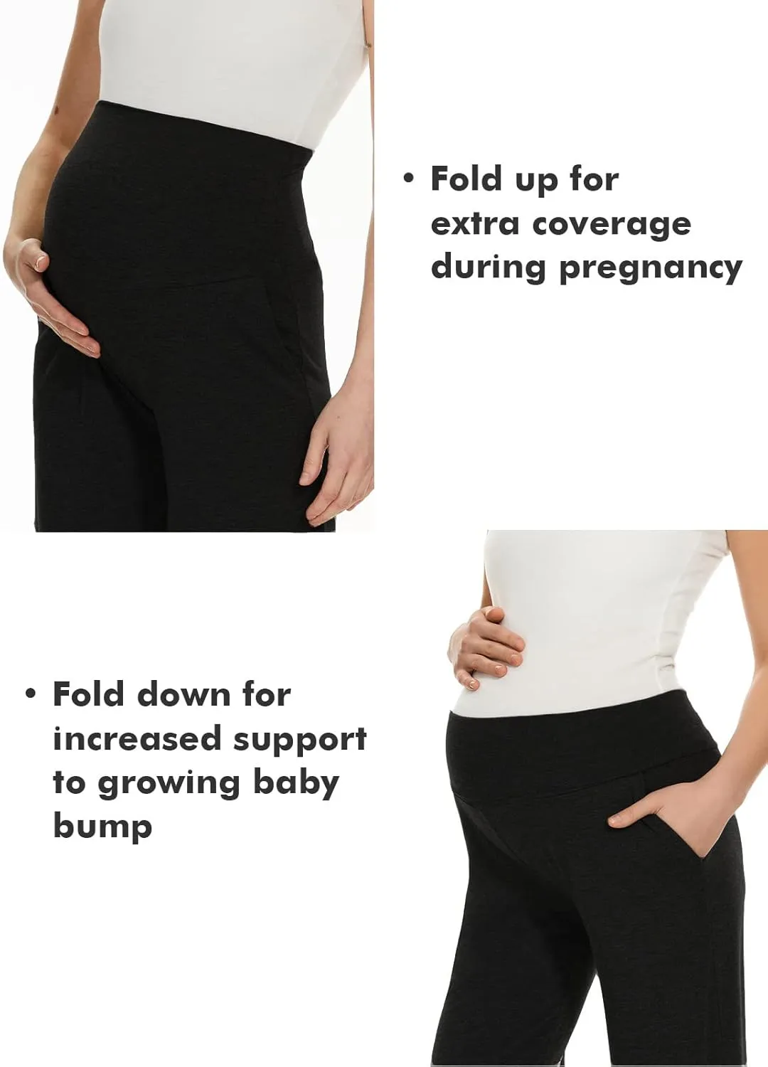 Ecavus Women's Maternity Wide/Straight Versatile Comfy Palazzo Lounge Pants Stretch Pregnancy Trousers with Pockets