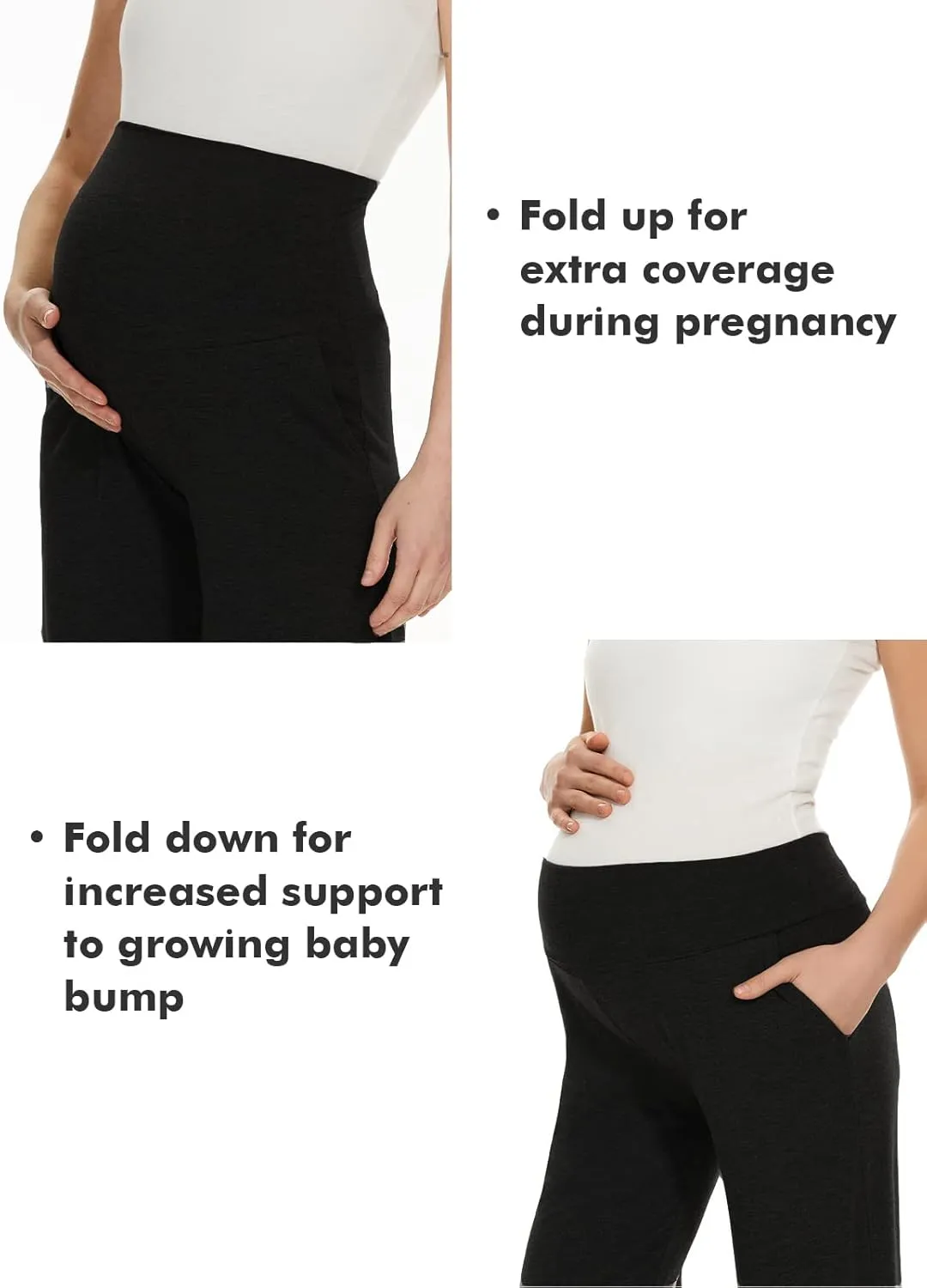 Ecavus Women's Maternity Wide/Straight Versatile Comfy Palazzo Lounge Pants Stretch Pregnancy Trousers with Pockets