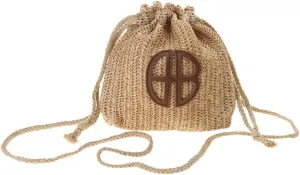 Elegant Ladies Beach Vacation Shoulder Crossbody Bag Stylish Casual Woven Straw Small Drawstring Bucket Bag for Holiday