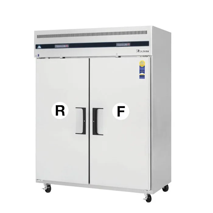 Everest ESWRF2 59" Two Section Solid Door Upright Reach-In Dual Temp Refrigerator/Freezer Combo
