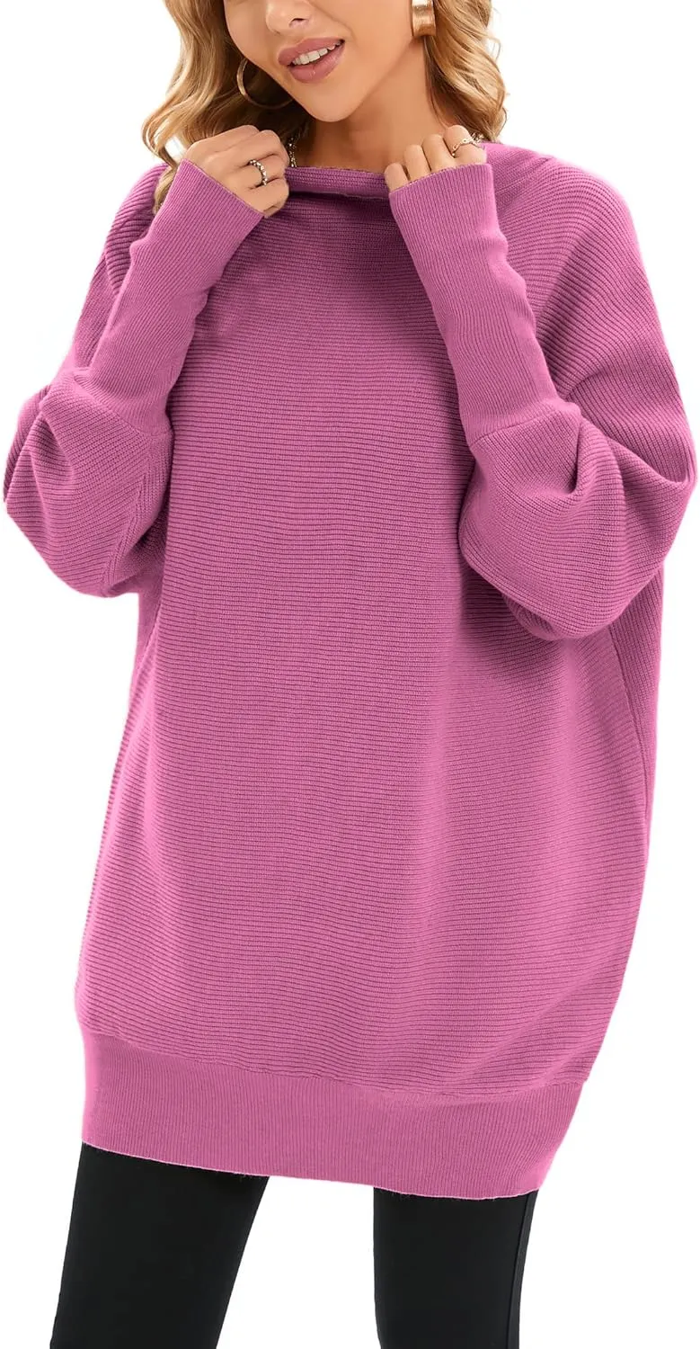 Famulily Oversized Turtleneck Sweaters for Women Batwing Dolman Long Sleeve Slouchy Tunic Turtle Necks Tops