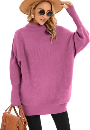 Famulily Oversized Turtleneck Sweaters for Women Batwing Dolman Long Sleeve Slouchy Tunic Turtle Necks Tops