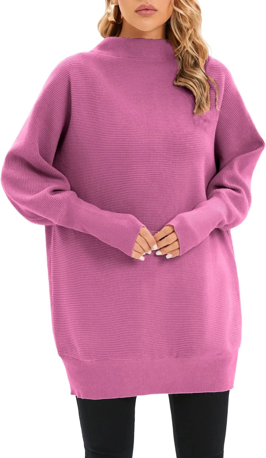 Famulily Oversized Turtleneck Sweaters for Women Batwing Dolman Long Sleeve Slouchy Tunic Turtle Necks Tops