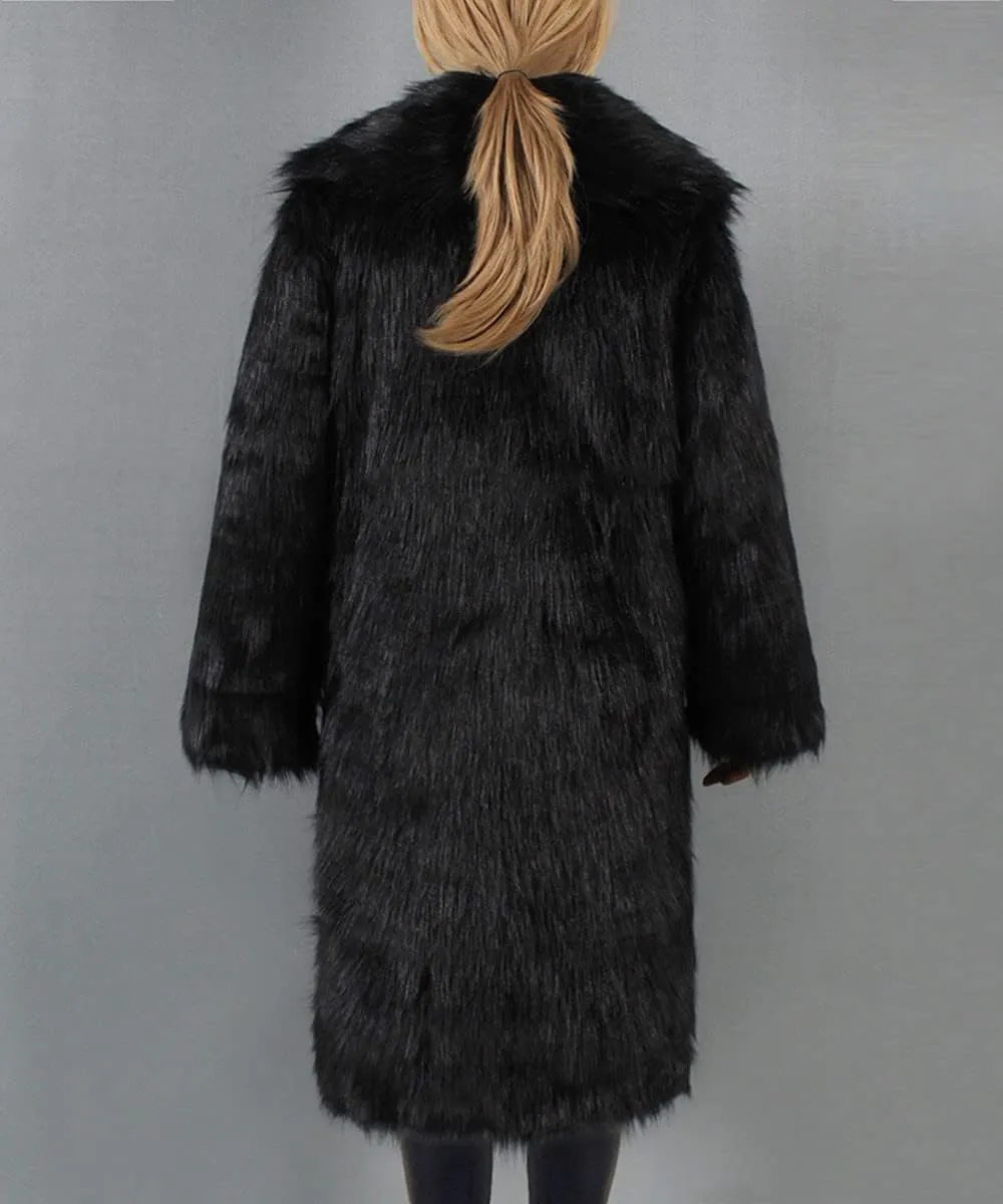 Faux Fur Women Winter Coats Luxury Fluffy Long Cardigan Vintage Lapel Fuzzy Outerwear Women's Down Jackets & Parkas