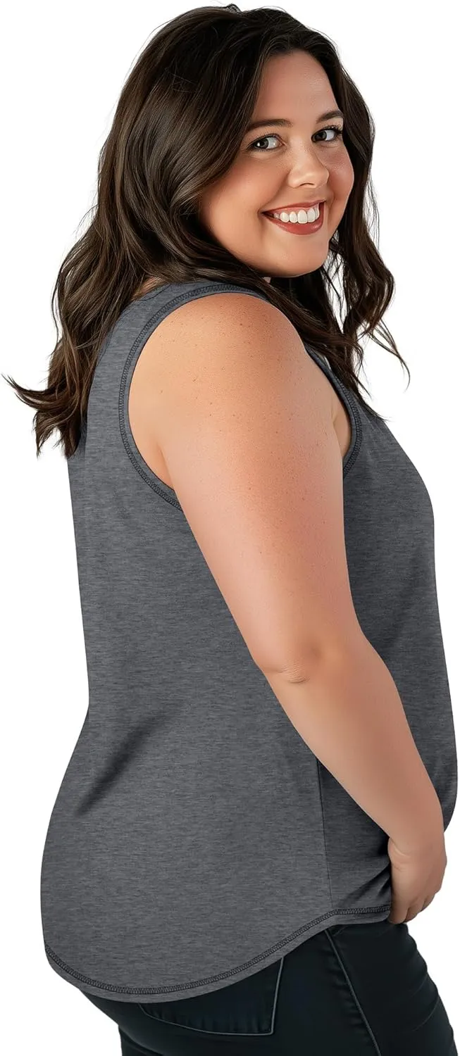 Ficerd 3 Pack Plus Size Women's Tank Top Deep V Neck Summer Shirt Cotton Loose Fit Top Sleeveless Casual Workout Shirts
