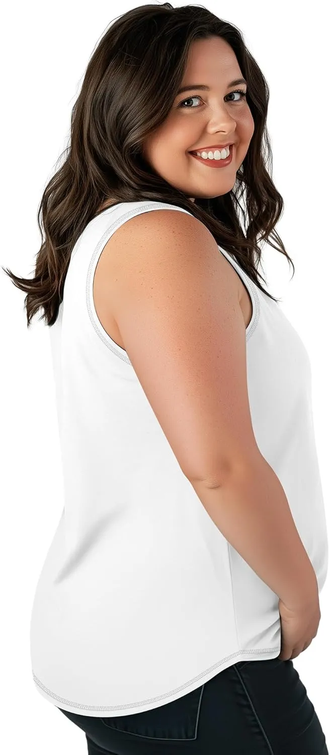 Ficerd 3 Pack Plus Size Women's Tank Top Deep V Neck Summer Shirt Cotton Loose Fit Top Sleeveless Casual Workout Shirts