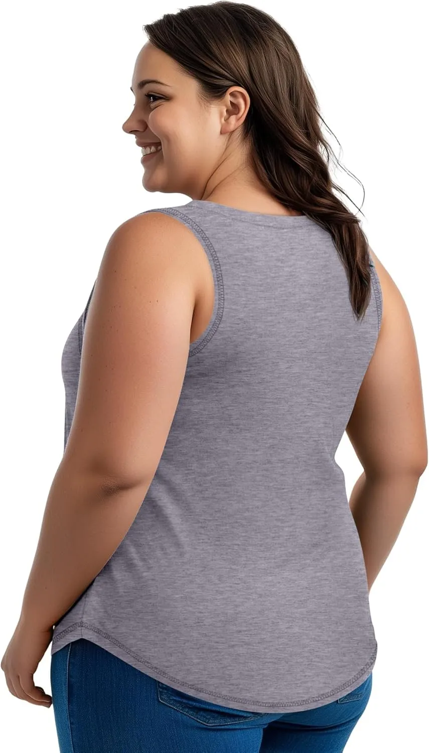 Ficerd 3 Pack Plus Size Women's Tank Top Deep V Neck Summer Shirt Cotton Loose Fit Top Sleeveless Casual Workout Shirts