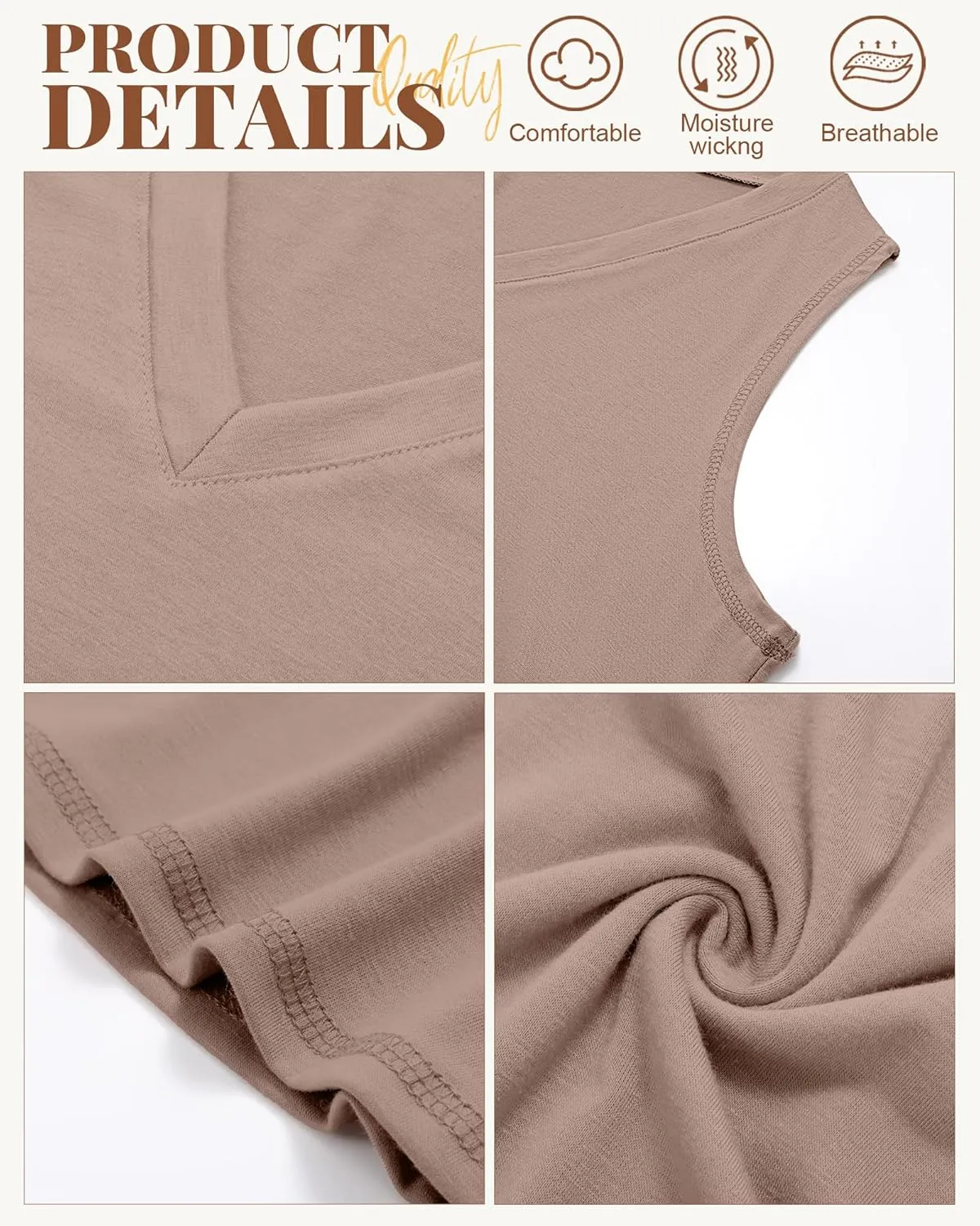 Ficerd 3 Pack Plus Size Women's Tank Top Deep V Neck Summer Shirt Cotton Loose Fit Top Sleeveless Casual Workout Shirts