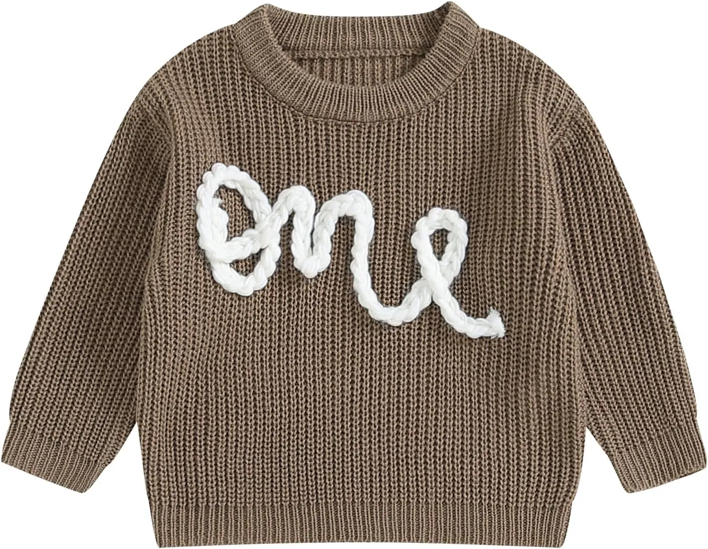 First Birthday Outfit Baby Girl Boy Cute Letter Embroidery Warm Long Sleeve Oversized Sweater Infant Knitwear