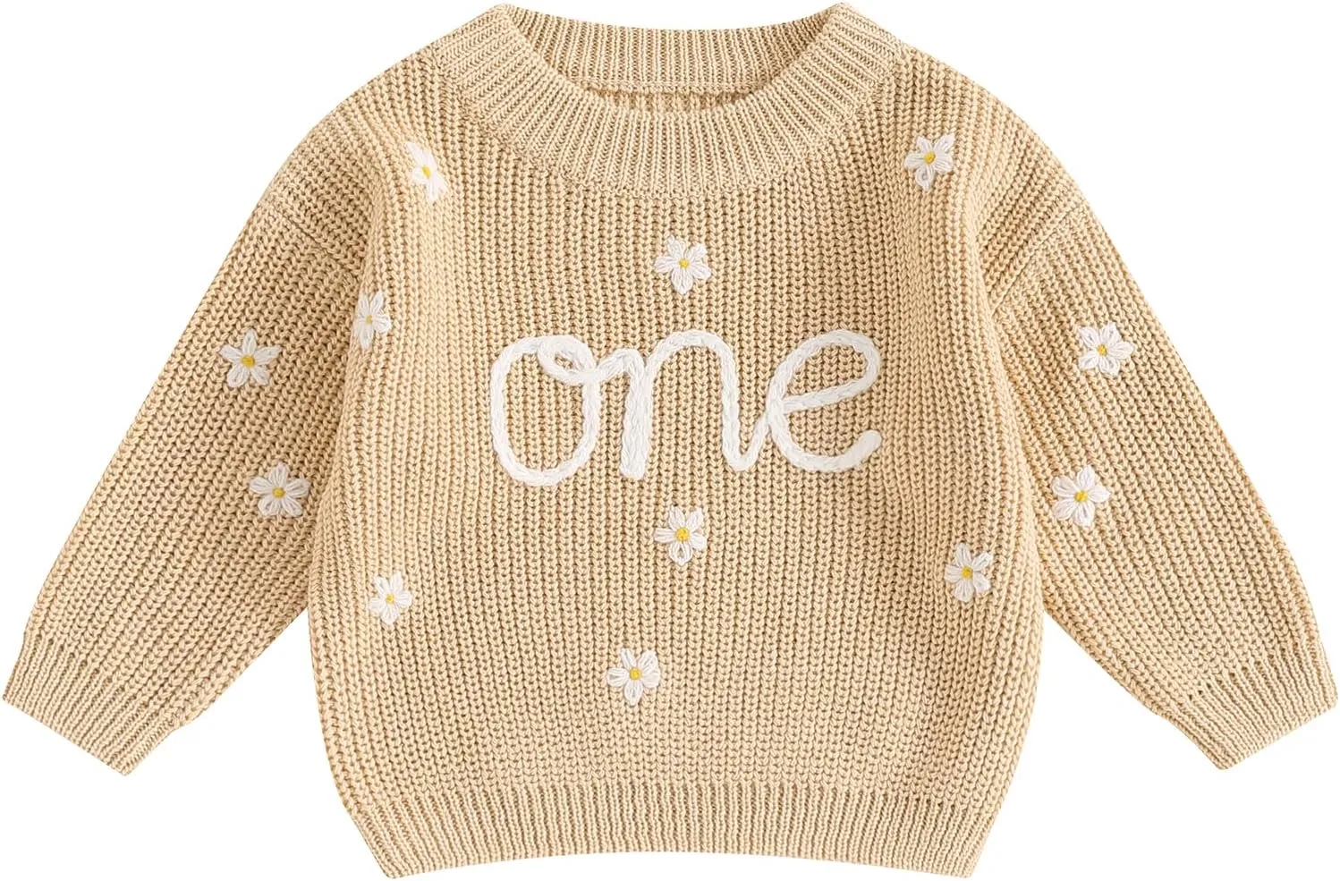 First Birthday Outfit Baby Girl Boy Cute Letter Embroidery Warm Long Sleeve Oversized Sweater Infant Knitwear