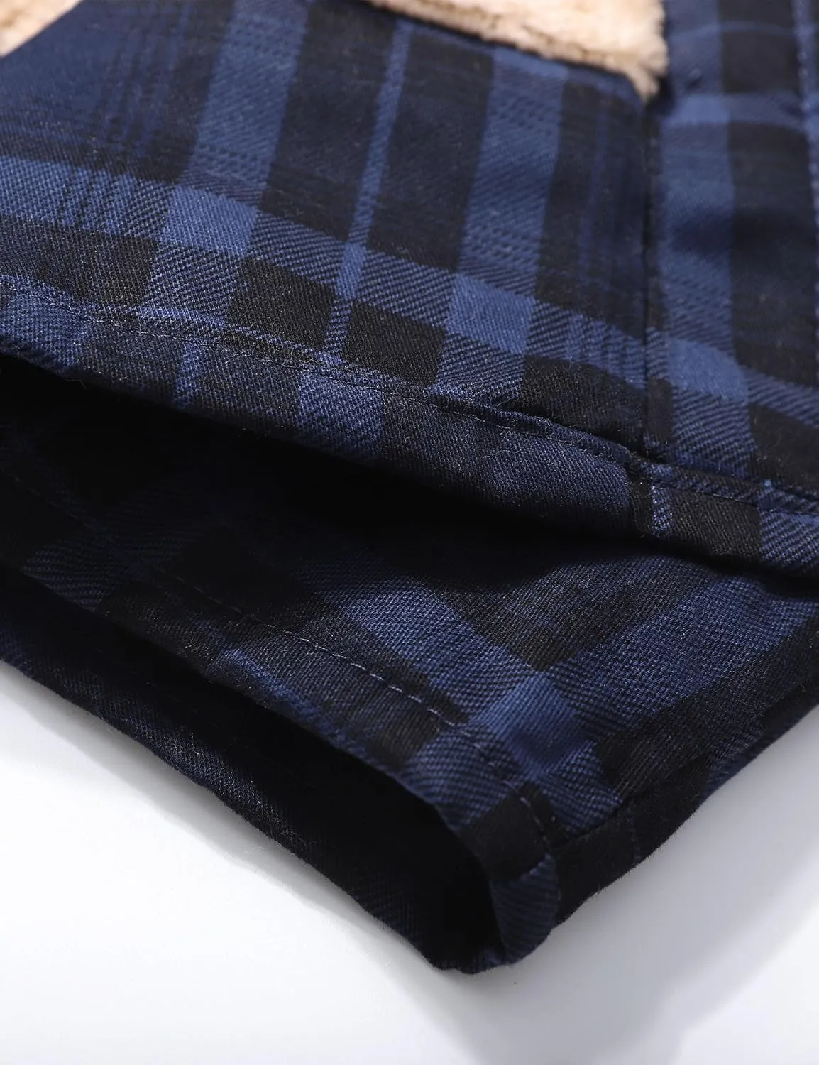Flygo Men's Flannel Jacket Loose Plaid Sherpa Lined Flannel Shirt Snap Button Warm Winter Jackets Pockets