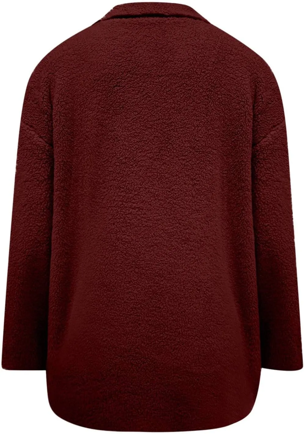 Fuzzy Fleece Jacket for Women Plus Size Button Down Lapel Sherpa Coats with Pocket Fluffy Winter Outerwear Warm Coat