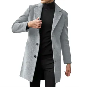 Fxbar Mens Jacket Extra Pockets Men'S Solid Color Spread Collar Trench Coat Classic Single Breasted Extra Long Jacket Streetwear Casual Coat Fashion Mens Jackets To Wear In