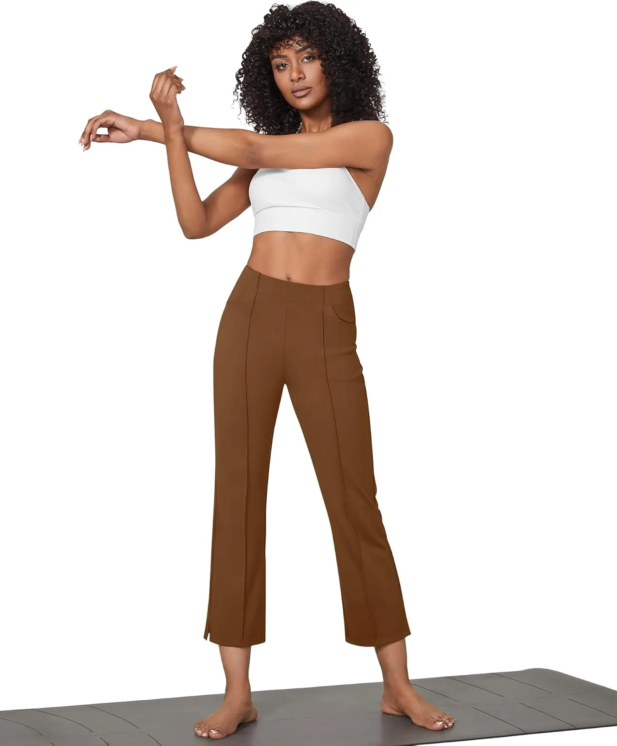 G4Free Yoga Dress Pants for Women Wide Leg Ankle Pants with Pockets Strechy Casual Loose Flare Work Pants 25"/27"/29"