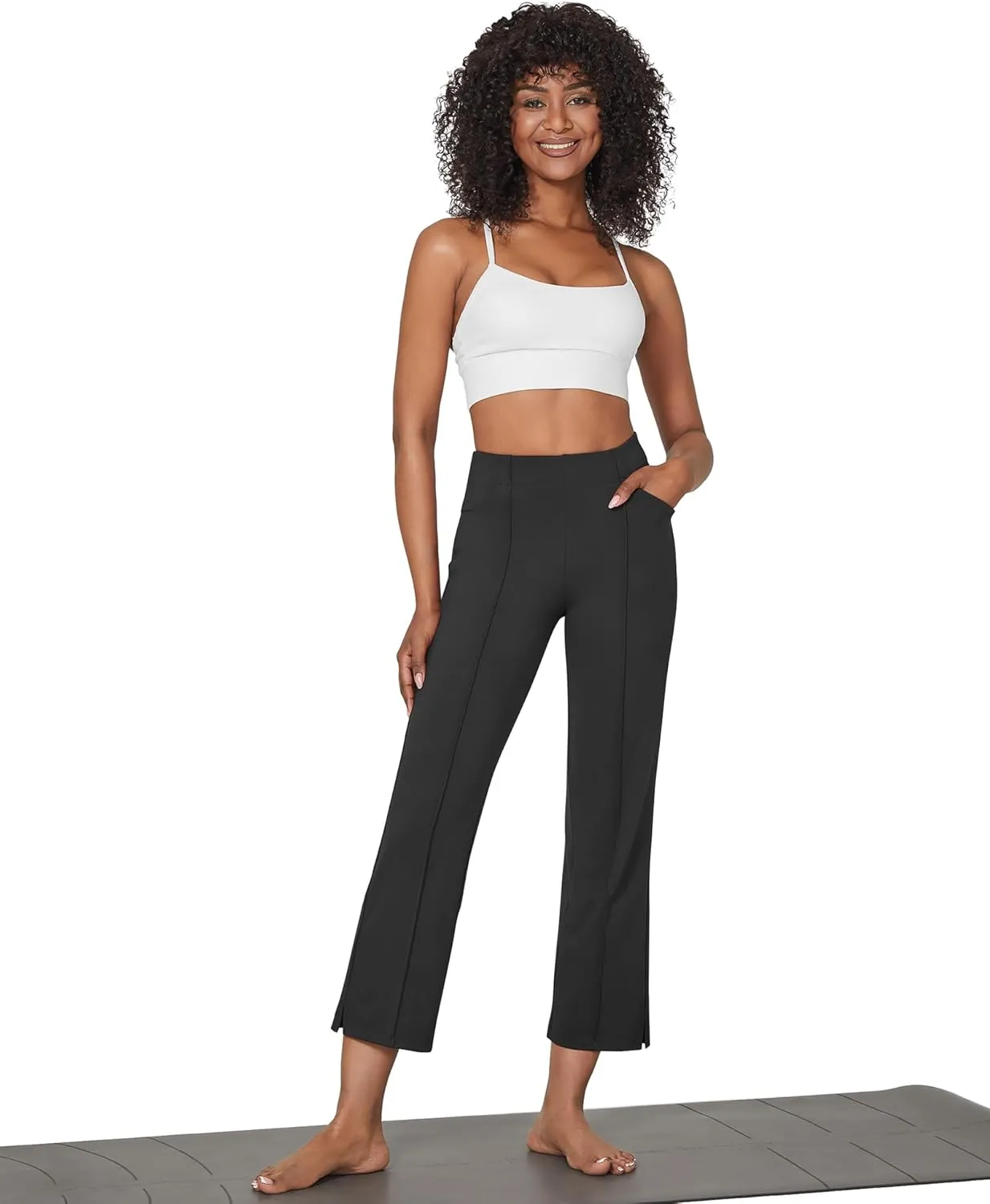 G4Free Yoga Dress Pants for Women Wide Leg Ankle Pants with Pockets Strechy Casual Loose Flare Work Pants 25"/27"/29"