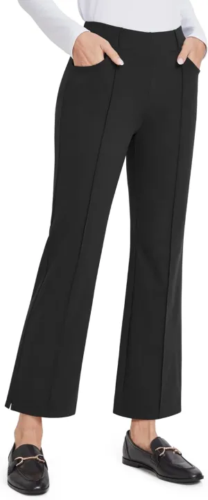 G4Free Yoga Dress Pants for Women Wide Leg Ankle Pants with Pockets Strechy Casual Loose Flare Work Pants 25"/27"/29"