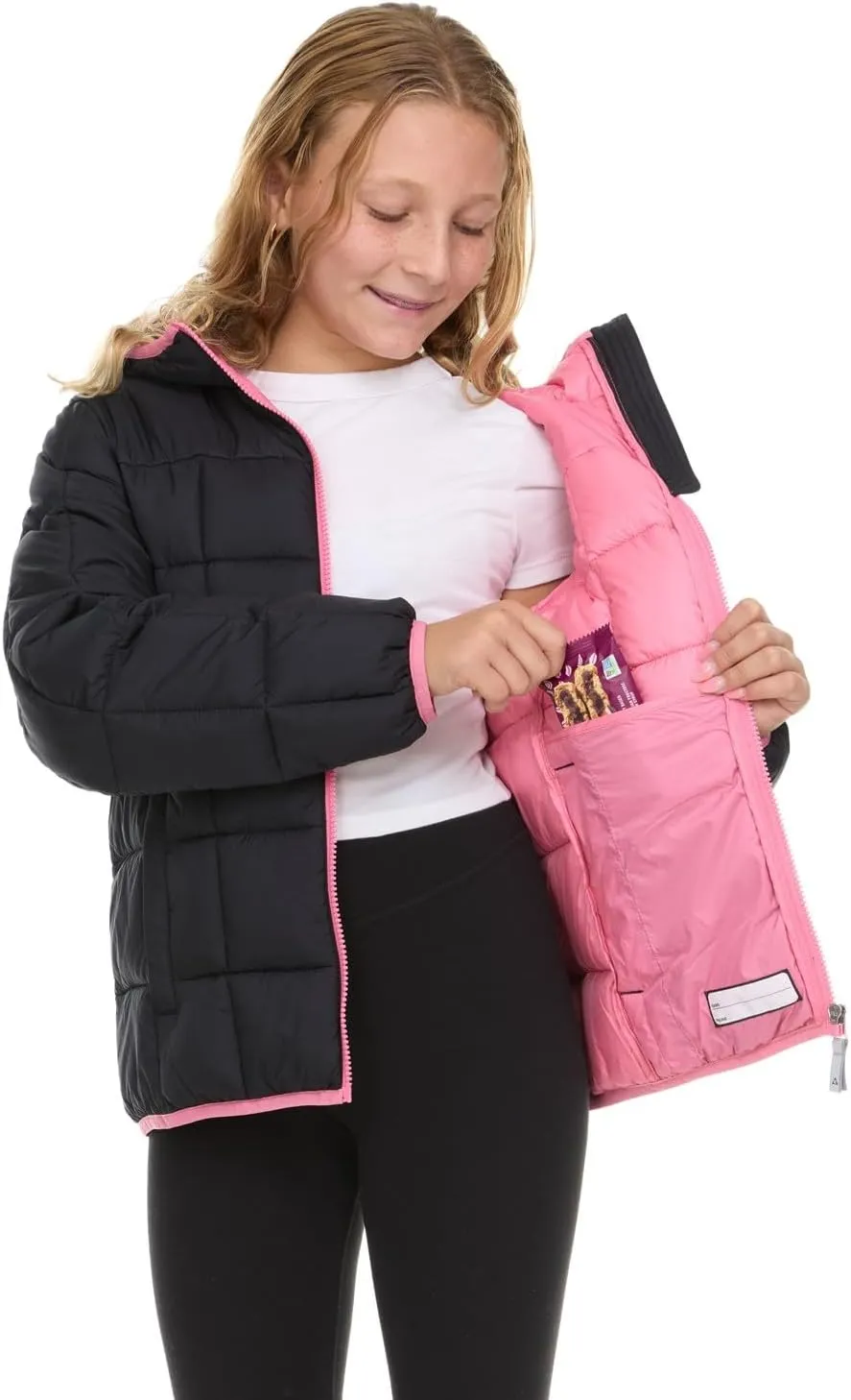 Gerry Packable Puffer Jackets for Girls and Boys, Hooded Girls and Boys Winter Coat