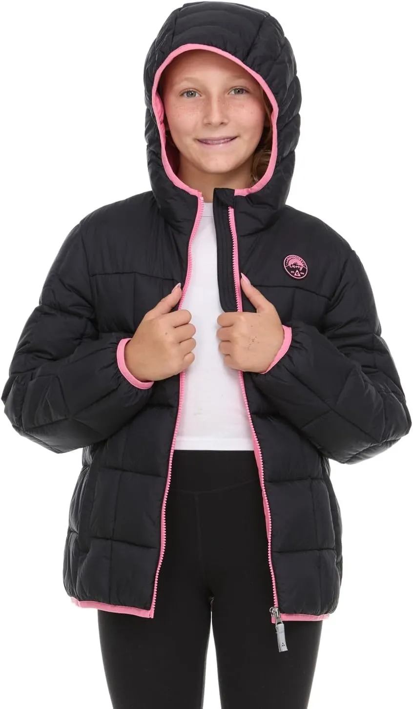 Gerry Packable Puffer Jackets for Girls and Boys, Hooded Girls and Boys Winter Coat