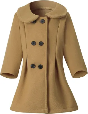 Girls Dress Coat Kids Winter Warm Jacket Long Sleeve Button Trench Coat Pocket Long Peacoat Outerwear Jackets For Girls