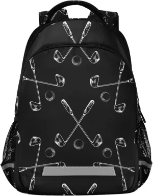 Golf Balls Theme Backpack Lightweight Travel School Backpack Laptop Notebook Tablet School Bag Stylish Casual Daypack with Reflective Stripes