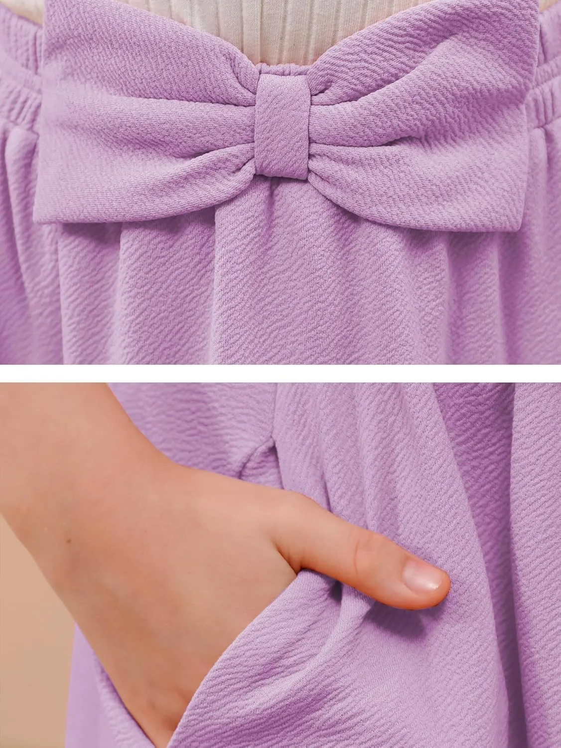 GORLYA Girls A-Line Bow Knot Elastic High Waist Swing Maxi Skirt with Pockets for 4-14T