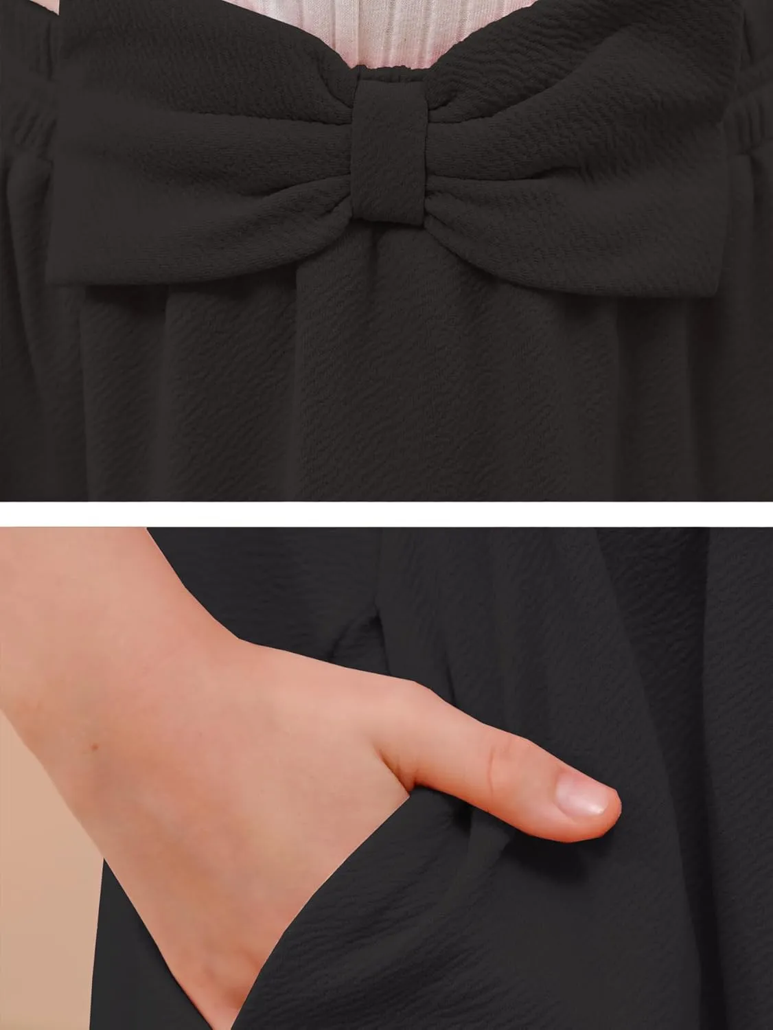 GORLYA Girls A-Line Bow Knot Elastic High Waist Swing Maxi Skirt with Pockets for 4-14T