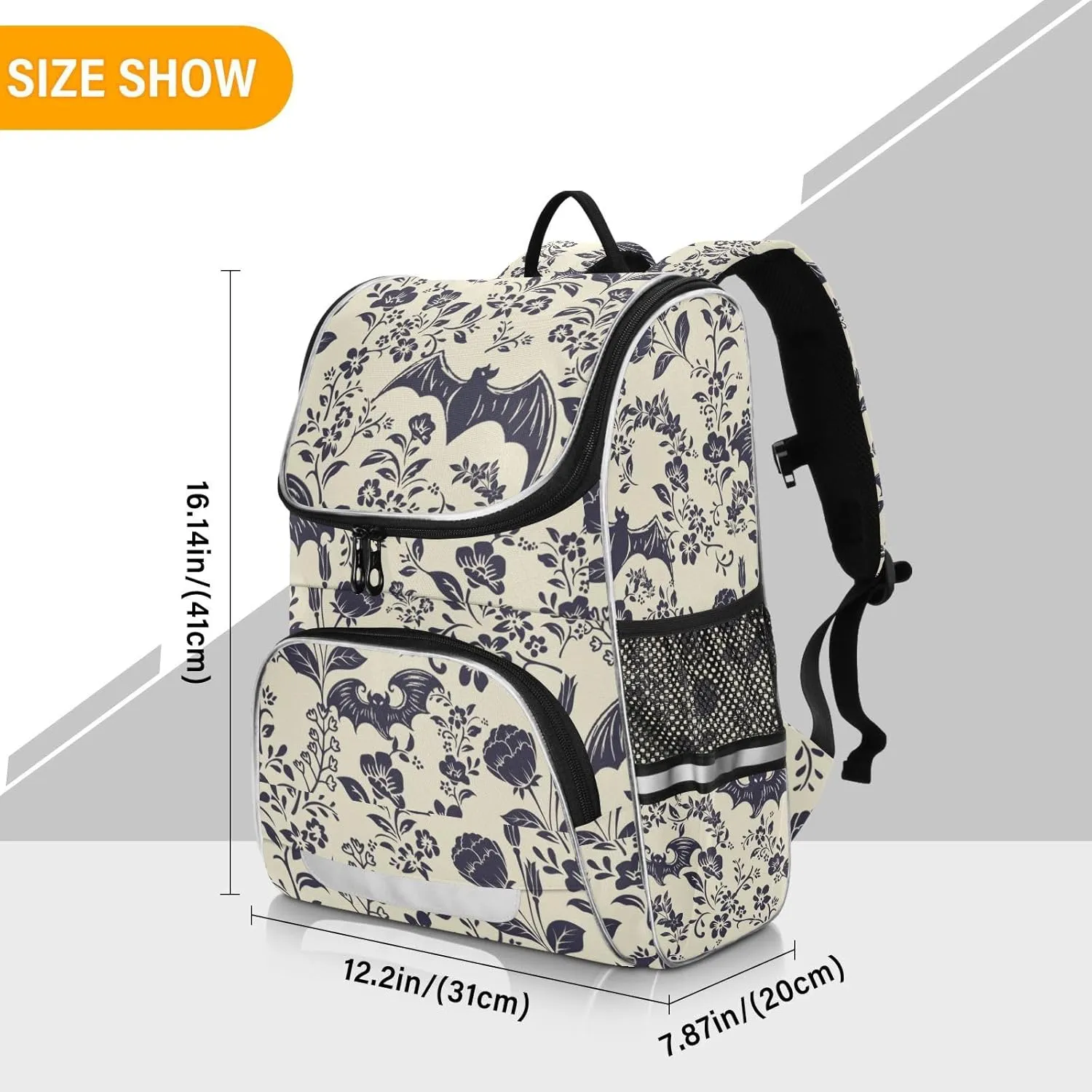 Goth Bats Backpack 16 Inch Stylish Casual Rucksack Daypacks, College School Student Laptop Backpack