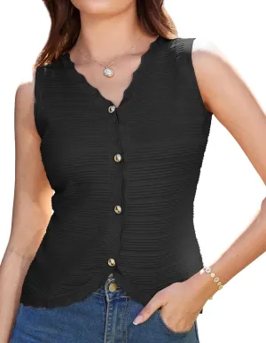 GRACE KARIN Women Sweater Vests Button Down Sleeveless Cardigan Casual V Neck Sweater Tops 2025 Spring Summer Outfits